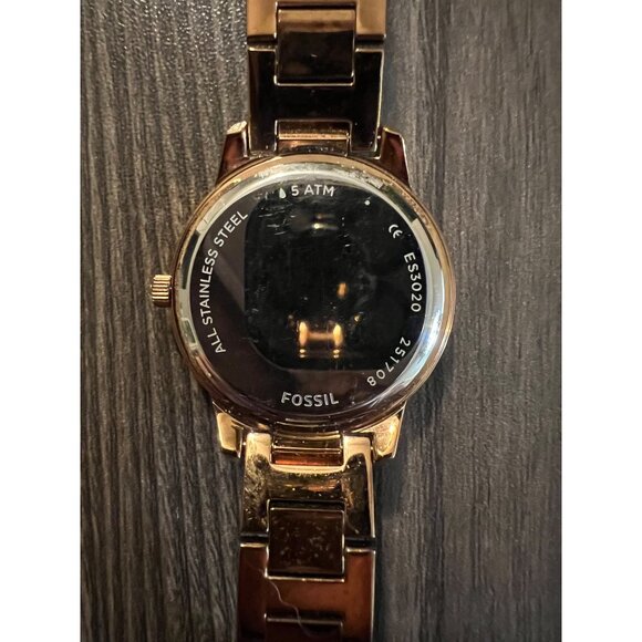 Fossil Womens Rose Gold-Tone Watch With Crystal Accents Stainless Steel Band Mod - Picture 5 of 7